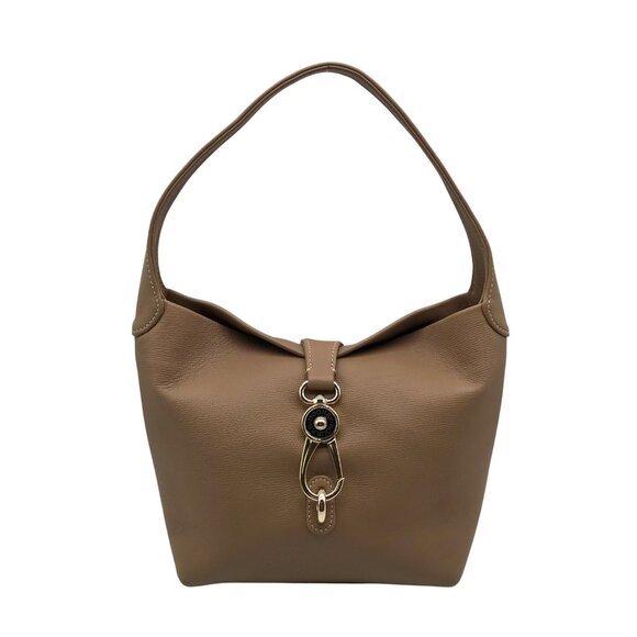 Dooney & Bourke Mushroom Pebbled Grain Leather Logo Lock Shoulder Bag - Picture 1 of 12